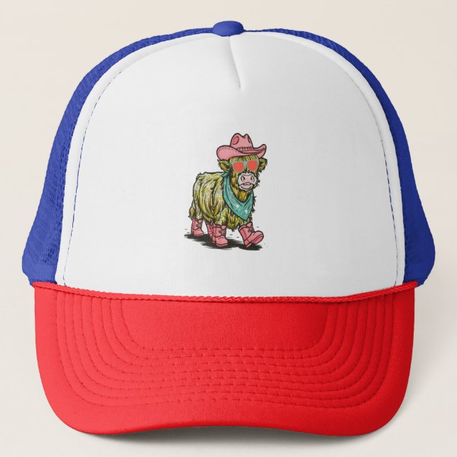 Cute Highland Cow Png, Western Trucker Hat (Front)