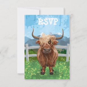 Cute Highland Cow RSVP Card
