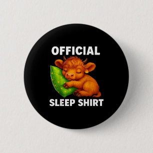 Cute Highland Cow Sleeng Cozy Llow Nighttime Calf 6 Cm Round Badge
