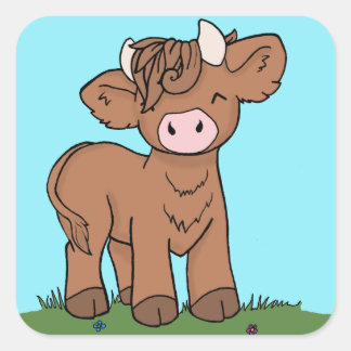 Cute highland cow sticker