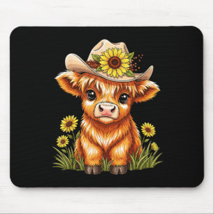 Cute Highland Cow Sunflower Farm Scottish Highland Mouse Pad