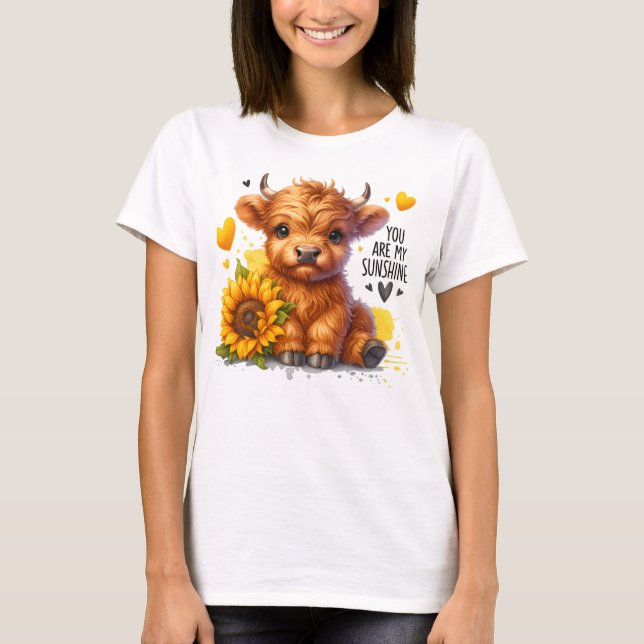 Cute Highland Cow T-Shirt You Are My Sunshine Baby (Front)