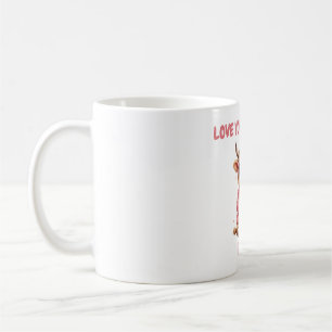 Cute Highland Cow Valentine Heart Glasses Coffee m Mug