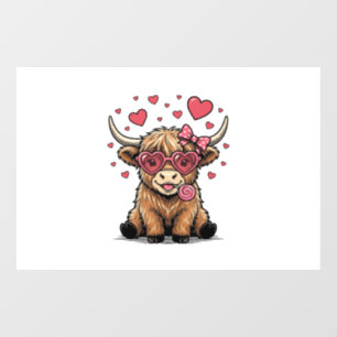 Cute Highland Cow Valentine Heart Glasses Vector_1
