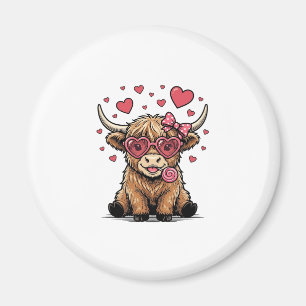 Cute Highland Cow Valentine Heart Glasses Vector_1 Magnet