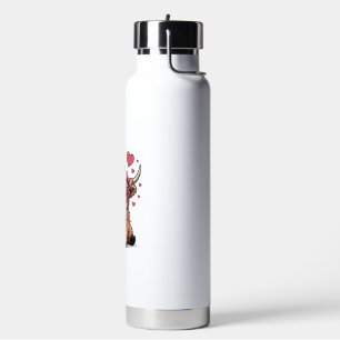 Cute Highland Cow Valentine Heart Glasses Vector_1 Water Bottle
