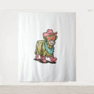 Cute Highland Cow , Western Tapestry