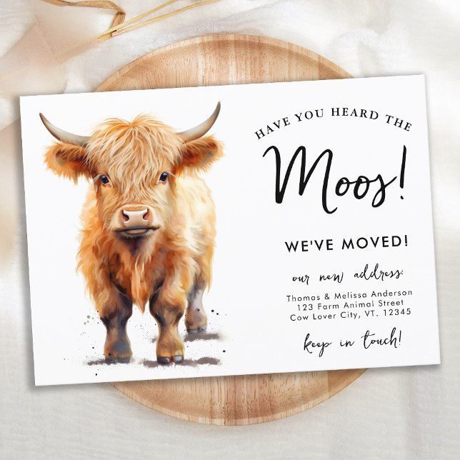 Cute Highland Cow We've Moved New Address Moving Announcement Postcard (Creator Uploaded)