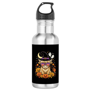 Cute Highland Cow Witch Halloween Pumpkin Party 532 Ml Water Bottle