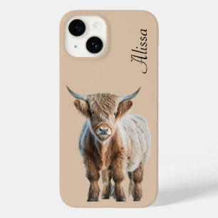 Cute Highland Cow with Name Case-Mate iPhone 14 Case
