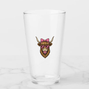 Cute Highland Cow with Pink Heart Glasses Vector_1