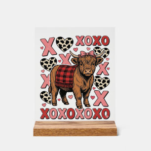Cute Highland Cow XOXO Valentine Vintage Shirt Des Acrylic Sign