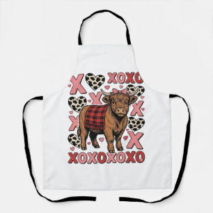 Cute Highland Cow XOXO Valentine Vintage Shirt Des Apron