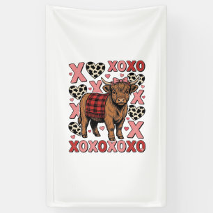 Cute Highland Cow XOXO Valentine Vintage Shirt Des Banner