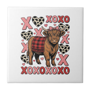 Cute Highland Cow XOXO Valentine Vintage Shirt Des Ceramic Tile