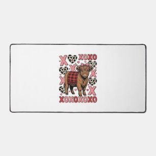 Cute Highland Cow XOXO Valentine Vintage Shirt Des Desk Mat