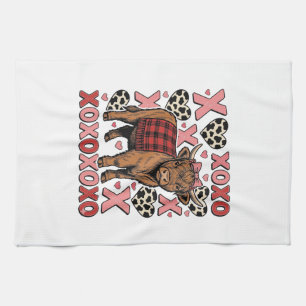Cute Highland Cow XOXO Valentine Vintage Shirt Des Tea Towel