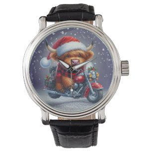 Cute Highland motor Christmas Cow  Watch