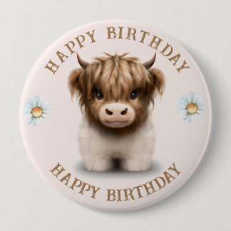 Cute Highlands Scottish Cow 10 Cm Round Badge