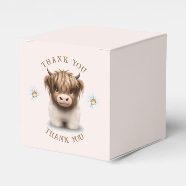 Cute Highlands Scottish Cow Favour Box (Front Side)