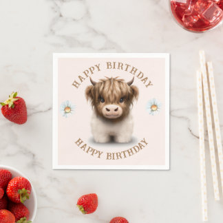 Cute Highlands Scottish Cow Napkin