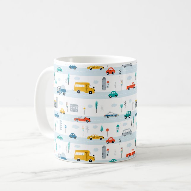 Cute Highway Vehicle Pattern Coffee Mug (Front Left)