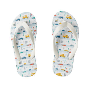Cute Highway Vehicle Pattern Kid's Thongs