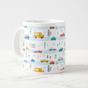Cute Highway Vehicle Pattern Large Coffee Mug