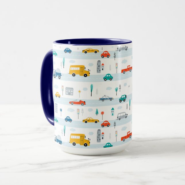 Cute Highway Vehicle Pattern Mug (Front Left)