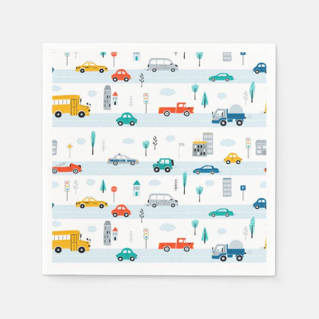 Cute Highway Vehicle Pattern Napkin (Front)