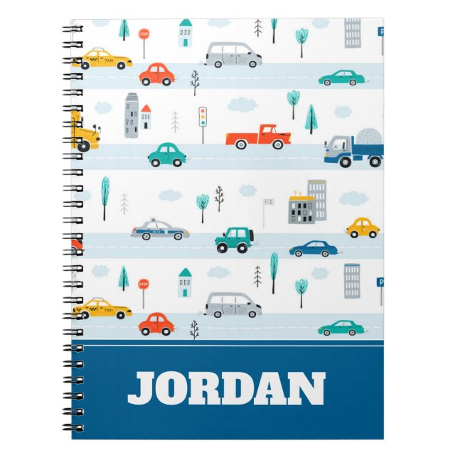 Cute Highway Vehicle Pattern Notebook (Front)