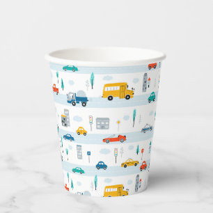 Cute Highway Vehicle Pattern Paper Cups