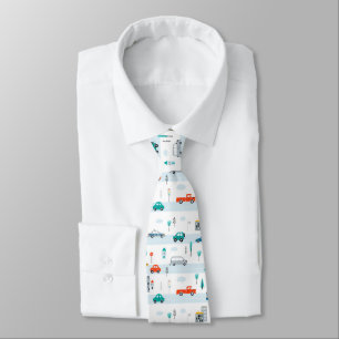 Cute Highway Vehicle Pattern Tie