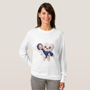 Cute Hijabi Dentist & Happy Tooth Long Sleeve Shir T-Shirt