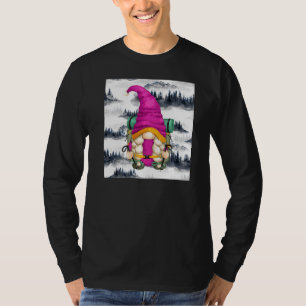 Cute Hiker Mum Hiking Backpack Mountain Hike Gnome T-Shirt