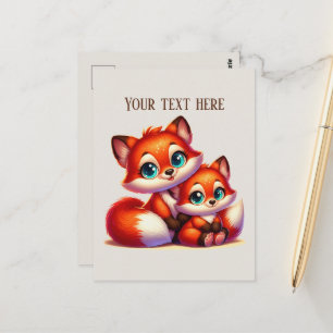 Cute hiking fox lovers customisable  postcard