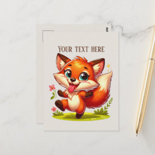 Cute hiking fox lovers customisable postcard