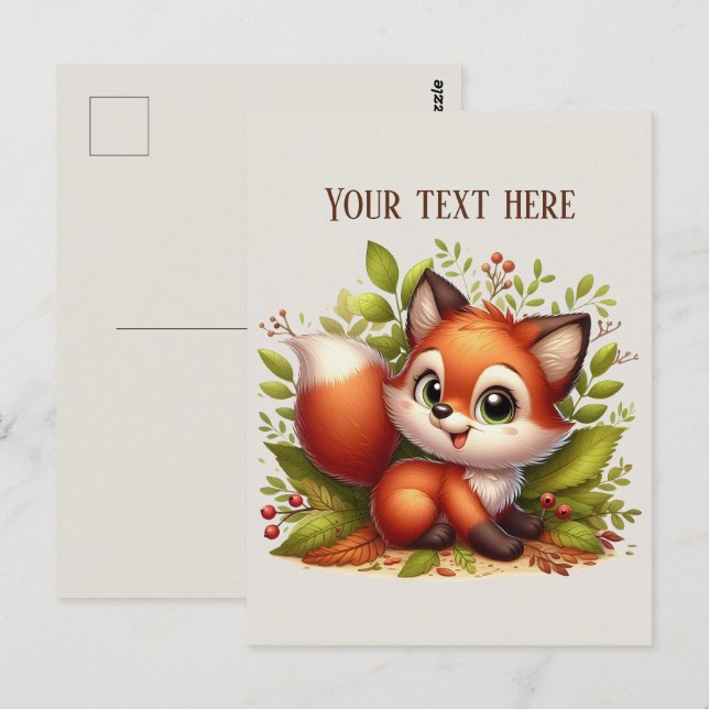 Cute hiking fox lovers customisable  postcard (Front/Back)