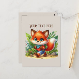 Cute hiking fox lovers customisable postcard