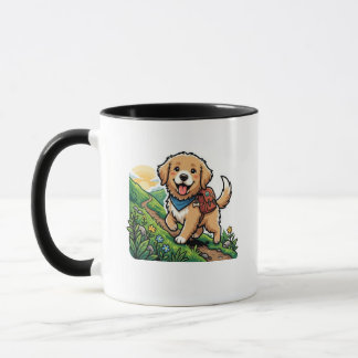 Cute Hiking Golden Retriever Puppy Adventure Mug