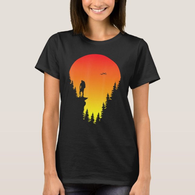 Cute Hiking Sunset Graphic Women Men Hike Hiker T-Shirt (Front)