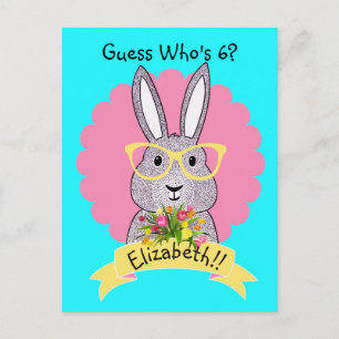 Cute Hip Bunny with Glasses Birthday Invitation