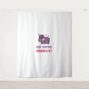 Cute HIP HIPPO HOORAY MOO DENG Cartoon Animal Adve Tapestry