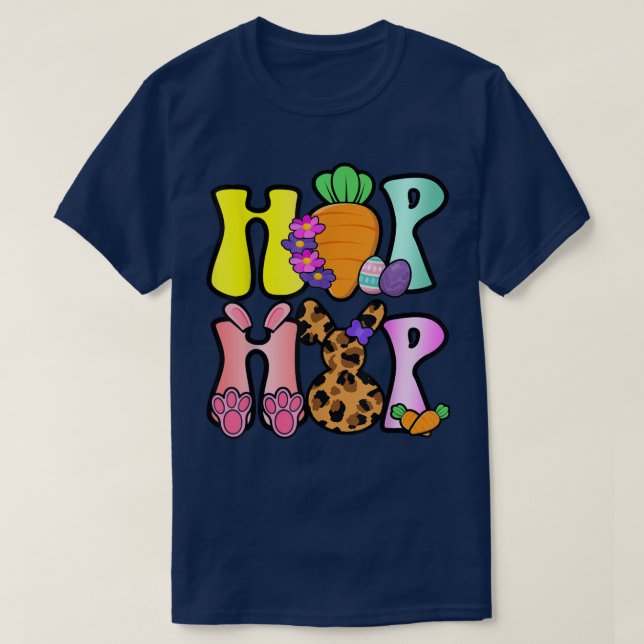 Cute Hip Hop Easter for Women Girls Leopard Bunny  T-Shirt (Design Front)