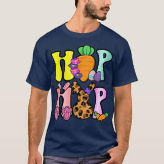 Cute Hip Hop Easter for Women Girls Leopard Bunny  T-Shirt