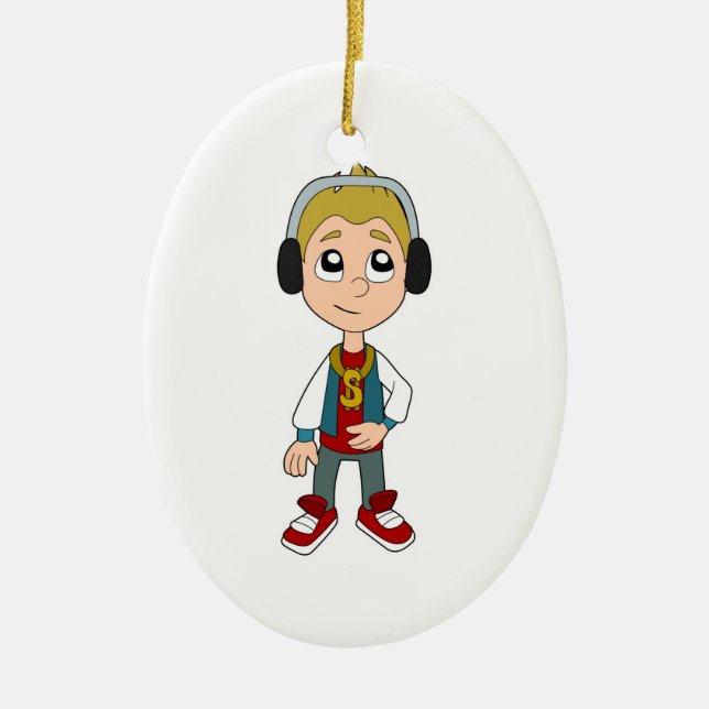 Cute hip hop  kid cartoon ornament (Front)