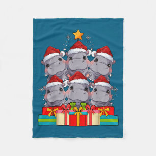 Cute Hip Le Hiptamus Christmas Tree Xmas Hat  Fleece Blanket