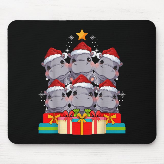 Cute Hip Le Hiptamus Christmas Tree Xmas Hat  Mouse Pad (Front)