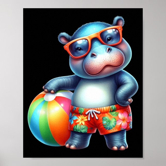 Cute Hip Summer Vacation Beach Ball Poster (Front)