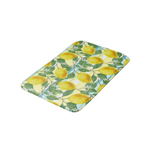 Cute Hip Tropical Summer Lemon Fruit Pattern Bath Mat
